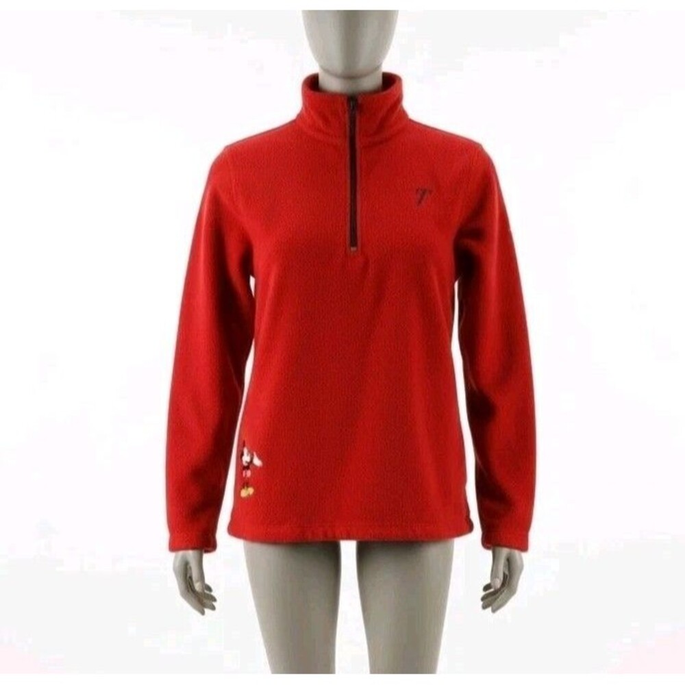 Disney Direct Mickey Mouse 1/4 Zip Fleece Jacket Red Sweatshirt Size S Small